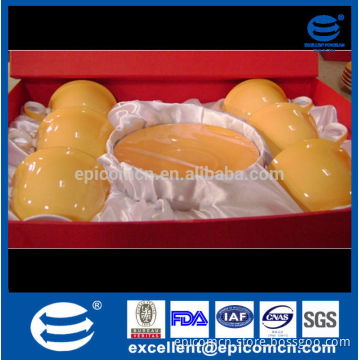 stock for promotion yellow glazed bone china cups and saucers